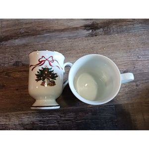 Vintage Footed Christmas Coffee/Tea Cups